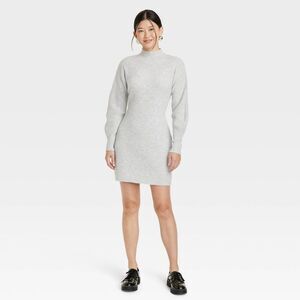 Sweater Dress A New Day Women's Long Sleeve Midi Side Slit, Gray, L NWT